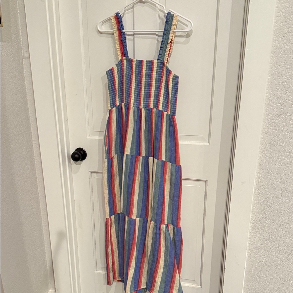 Multicolor Striped Maxi Dress - Sleeveless Tiered Summer Dress